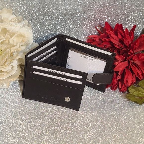 NWT Passage Brown Genuine Leather RFID Bi-Fold Men's Wallet With Snap - Picture 8 of 10